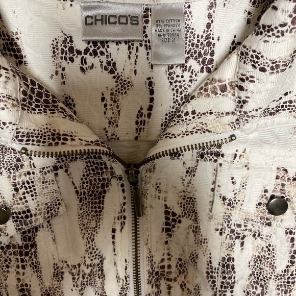 Chico’s Reptile Print Denim Jacket - Picture 5 of 6